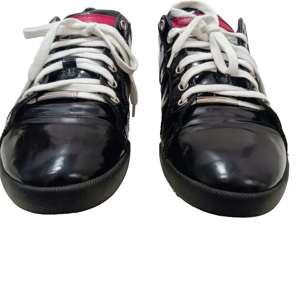 Christian‎ Dior Homme Patent Leather Trainers Men Sz 9 BLACK Red White Luxury